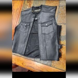 Mens leather motorcycle vest